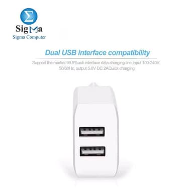 CHOETECH Charger USB Fast Charging 2 Port 2A EU Plug - C0030EU-WH - View 4
