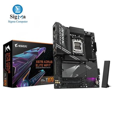 GIGABYTE X870 AORUS ELITE WIFI7 Motherboard - Supports AMD Ryzen 9000 CPUs, 16+2+2 phases VRM, up to 8000MHz DDR5 (OC), 4xPCIe 5.0 + 4xM.2, Wi-Fi 7, 2.5GbE LAN, USB 3.2 Gen 2x2 - View 1