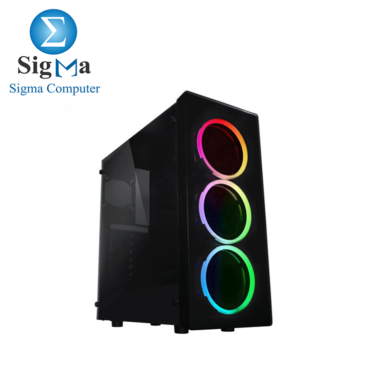 NEON ARGB G21-FWB Black ATX Mid Tower Computer Case PSU 550W