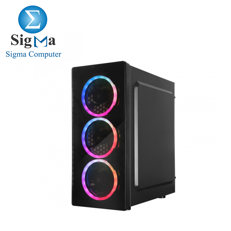 NEON ARGB G21-FWB Black ATX Mid Tower Computer Case PSU 550W