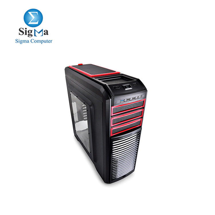 DEEPCOOL Gaming Case KENDOMEN Red ATX Mid Tower Computer Case Pre-installed 5 Cooling Fans With Side Window Support