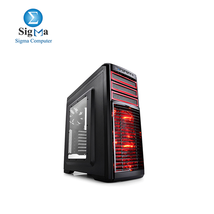 DEEPCOOL Gaming Case KENDOMEN Red ATX Mid Tower Computer Case Pre-installed 5 Cooling Fans With Side Window Support