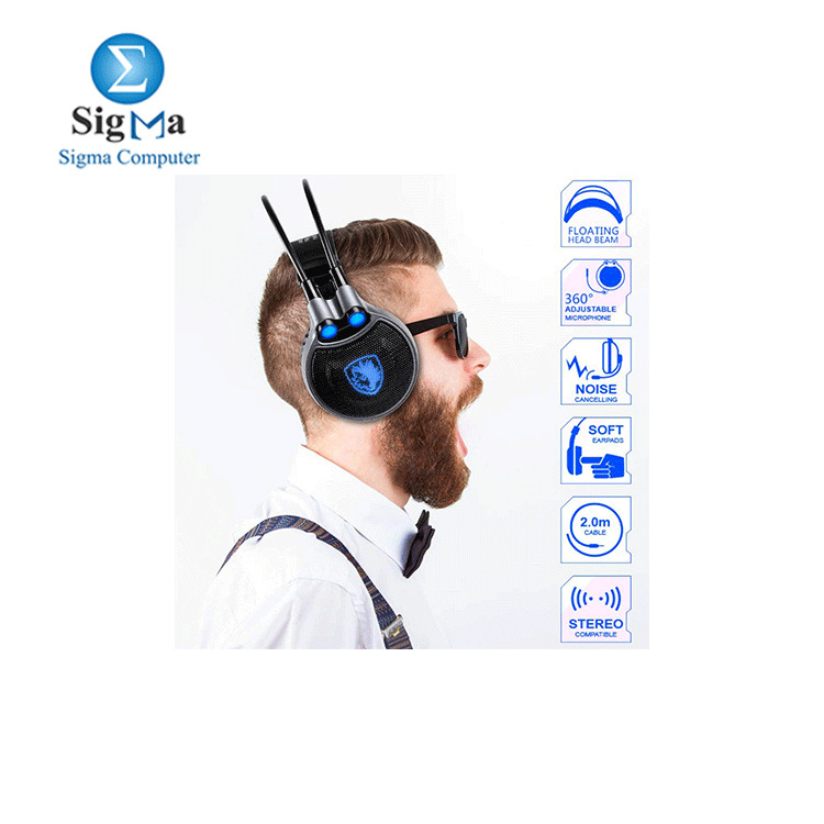 SADES Headset for PC SADES R1 7.1 Virtual Surround Sound Stereo   Black + Blue