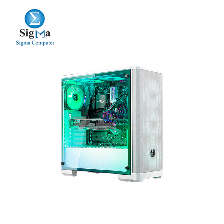 Nova Mesh TG Mid Tower Case Tempered Glass Window RGB  +Bitfenix BPA 600 600W PSU 80 PLUS - White