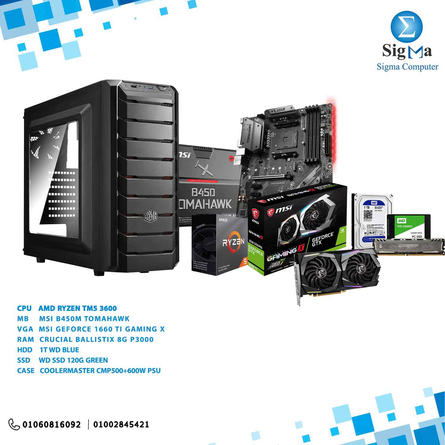 Bundle B450 Tomahawk With R3600 + 1660 TI GX