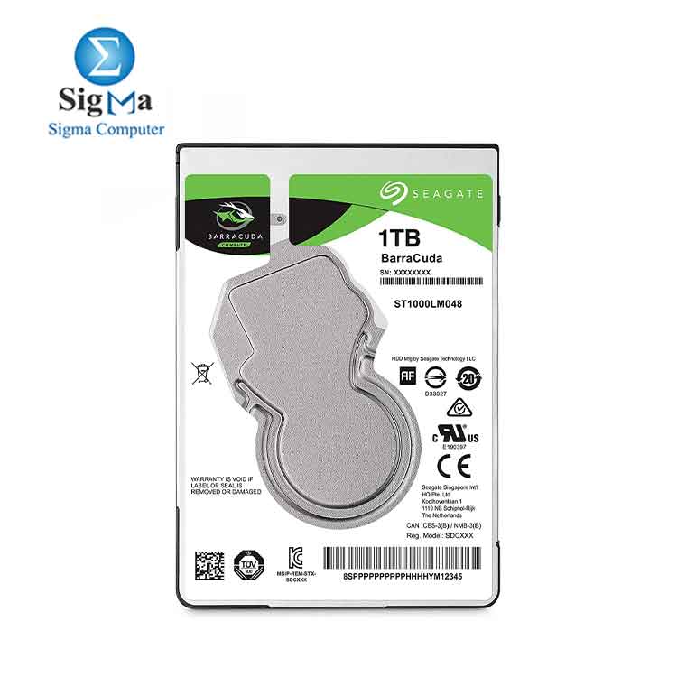 Seagate BarraCuda 1TB Internal Hard Drive HDD     2.5 Inch SATA 6 Gb s 5400 RPM 128MB Cache for  Laptop  ST1000LM048 