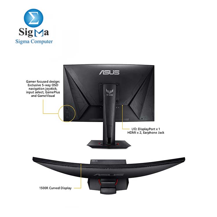 ASUS TUF Gaming VG27VQ 27    Curved Monitor  1080P Full HD  165Hz  Supports 144Hz   Freesync  1ms