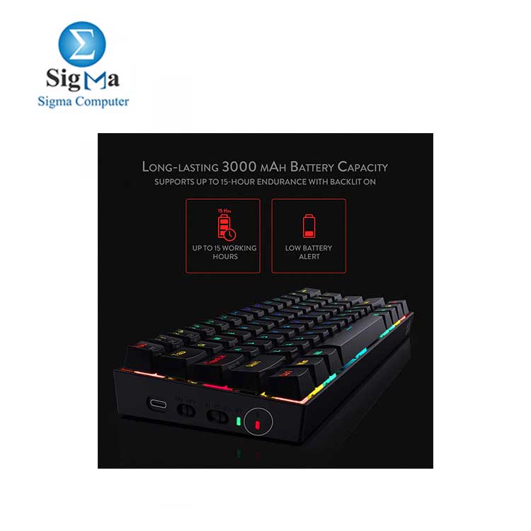 Redragon K530 Compact RGB Wireless Mechanical Keyboard  61 Keys TKL Designed 5.0 Bluetooth Gaming Keyboard