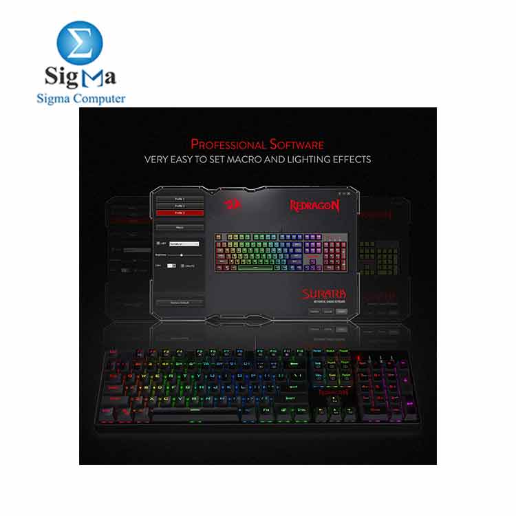 REDRAGON K582 SURARA RGB LED BACKLIT MECHANICAL GAMING KEYBOARD WITH104 KEYS-LINEAR AND QUIET-RED SWITCHES