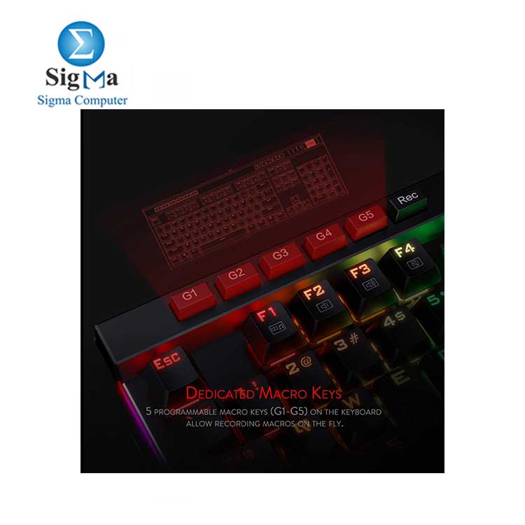 Redragon K580 VATA RGB LED Backlit Mechanical Gaming Keyboard  & Dedicated Media Controls,(Blue Switches)