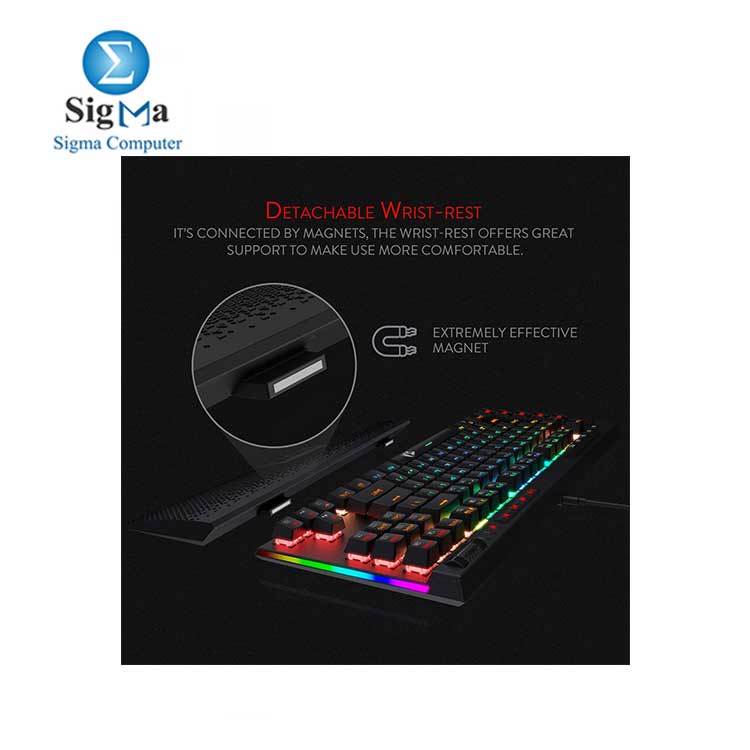Redragon K587 Magic-Wand 87 Keys Compact RGB Mechanical Gaming Keyboard, Type-C Keyboard  Detachable Wrist Rest, Red Switches