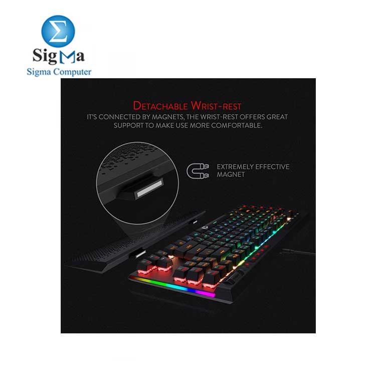 Redragon K587 Magic-Wand 87 Keys Compact RGB Mechanical Gaming Keyboard, Type-C Keyboard  Detachable Wrist Rest, Blue Switches