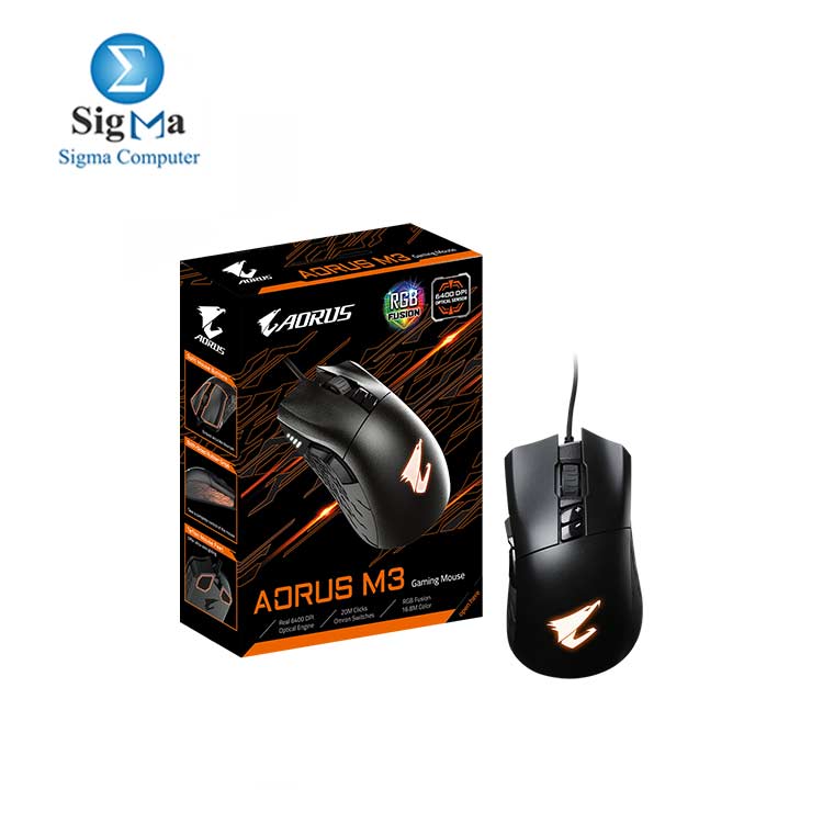 AORUS M3 Accurate 6400 DPI Optical Engine  Fully Programmable  Ergonomic Design  RGB Fusion