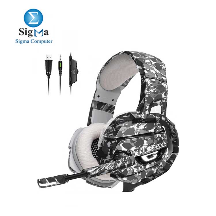 ONIKUMA K5 CAMOUFLAGE Gaming Headset with Mic, Noise Canceling & Blue LED Light For Mobile PC PS4 Mac, Xbox One