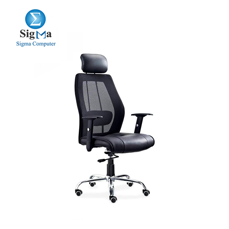 Black Office Chair with headrest mesh material BackRest  OC-101