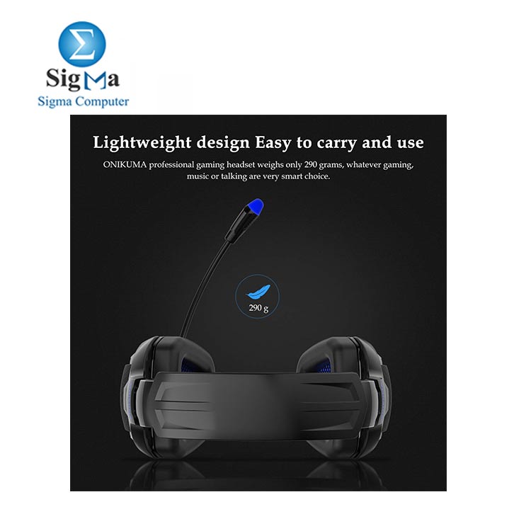 ONIKUMA K12 Stereo Gaming Headset for PC  Consoles and Mobiles with LED Light  Black Blue 