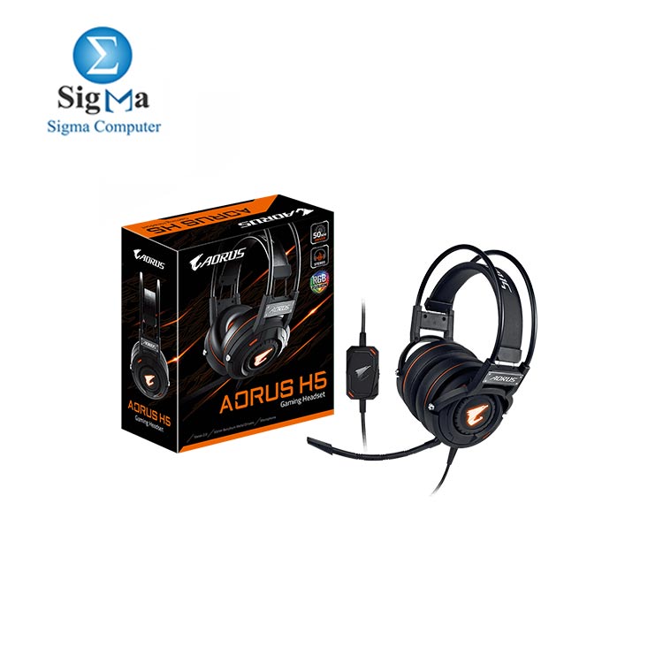 AORUS H5 HEADSET 50mm  RGB Fusion 2.0 Bendable Microphone