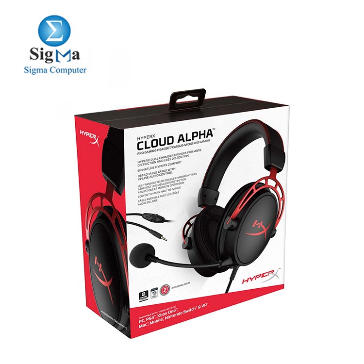 HyperX Cloud Alpha - Gaming Headset  Dual Chamber Drivers  Award Winning Comfort  Durable Aluminum Frame  Detachable Microphone HX-HSCA-RD EE