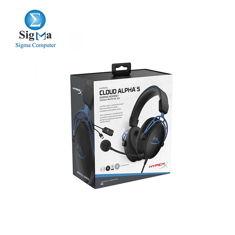 HyperX Cloud Alpha S - PC Gaming Headset, 7.1 Surround Sound Chat Mixer, Breathable Leatherette, Memory Foam, and Noise Cancelling Microphone - Blue (HX-HSCAS-BL/WW)