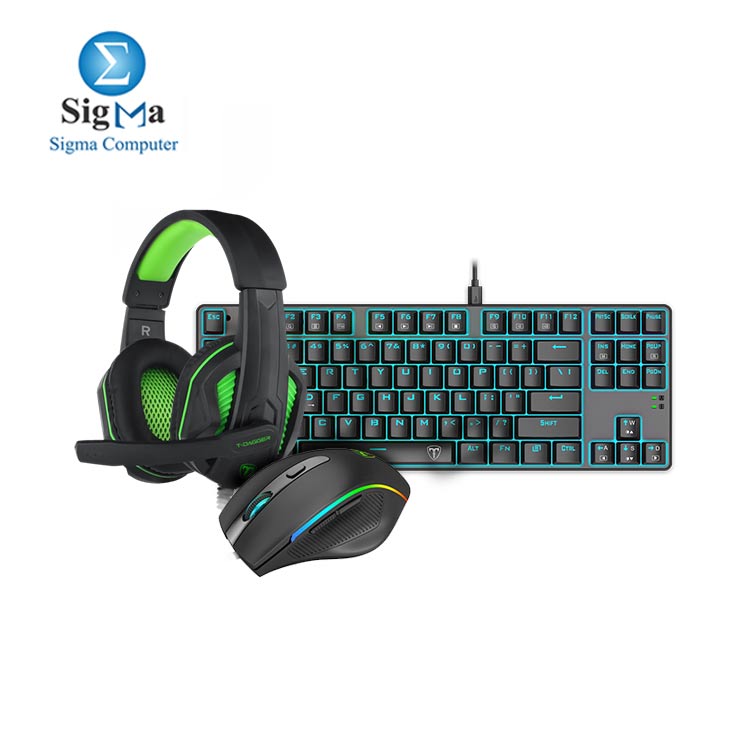 T-DAGGER COMBO - Bora T-TGK313 Mechanical Keyboard BLUE SWITCH - RGH100 Gaming Headset - TGM208 Gaming Mouse