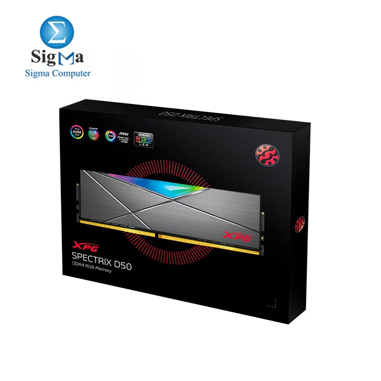ADATA XPG Spectrix D50 RGB LED 16GB Kit 2 x 8GB DDR4 3600MHz CL18-22-22 - Grey