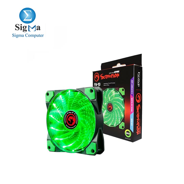 Marvo Scorpion FN-10 Blue 120mm 1200RPM GREEN LED Fan