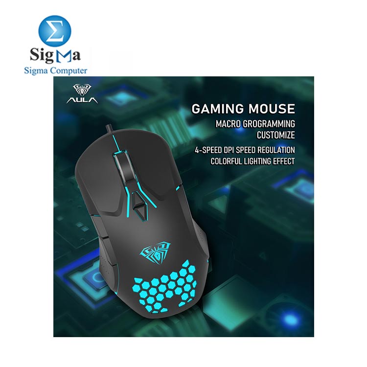 AULA F809 Backlit Gaming Mouse Macro Programming 7 Button 3200DPI Adjustable Wired USB
