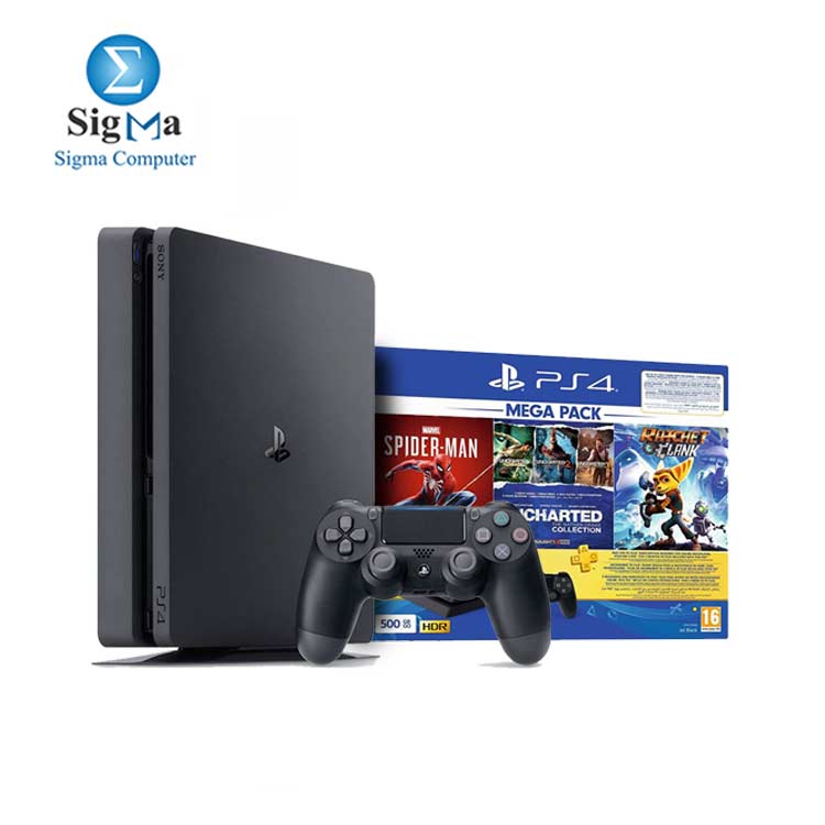 Sony PlayStation 4 Slim with 3 Games and PlayStation Plus 90 Days Subscription, 500GB, Jet Black