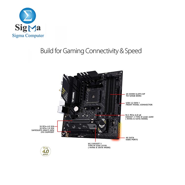 ASUS TUF Gaming B550M-PLUS  WiFi 6  AMD AM4  3rd Gen Ryzen microATX Gaming Motherboard