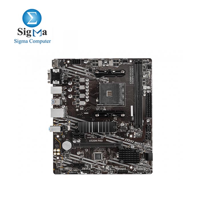 MSI A520M PRO Gaming Motherboard  AMD AM4  DDR4  PCIe 4.0  SATA 6Gb s  Dual M.2  USB 3.2 Gen 1  HDMI DP  Micro-ATX  