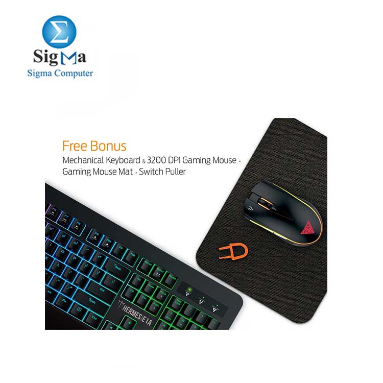 GAMDIAS Hermes E1A Mechanical Gaming Keyboard  Spill Resistant with Zeus E2 Optical Mouse and NYX E1 Mouse Mat