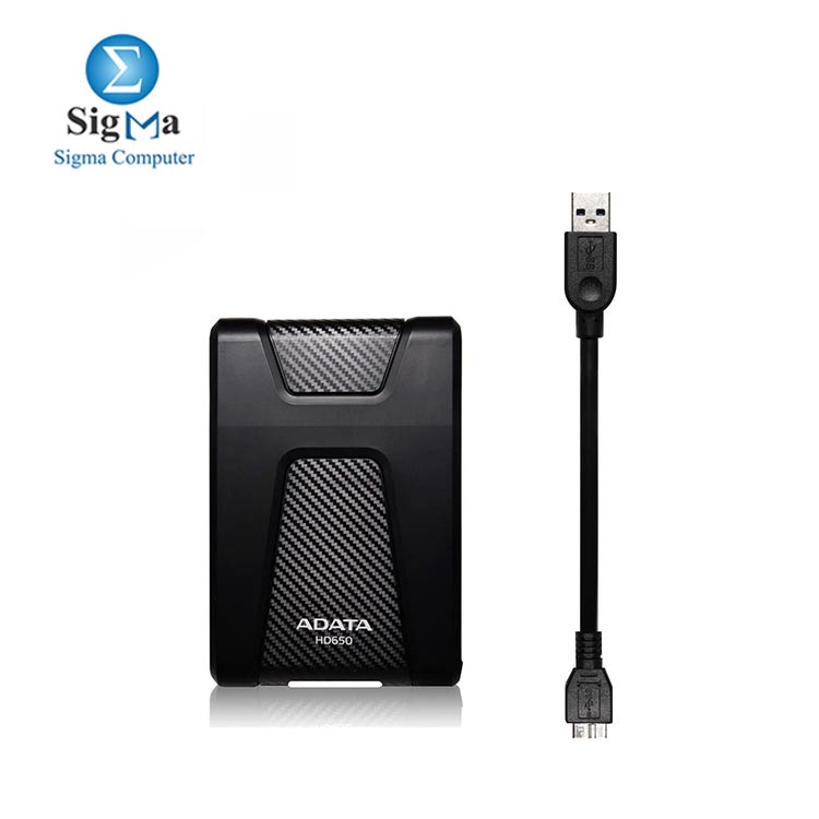 ADATA HD650 2TB USB 3.1 Shock-Resistant External Hard Drive, Black