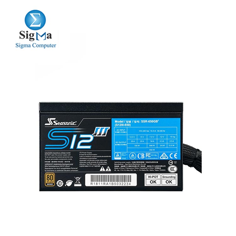 SeaSonic S12III Series 550W 80 Plus Bronze ATX Power Supply