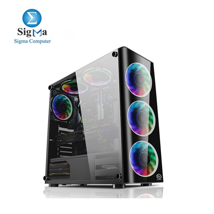 Thermaltake Tt Voyager V3 ATX mid-tower gaming RGB 3 FAN chassis tempered glass side mirror panel   PSU  600W