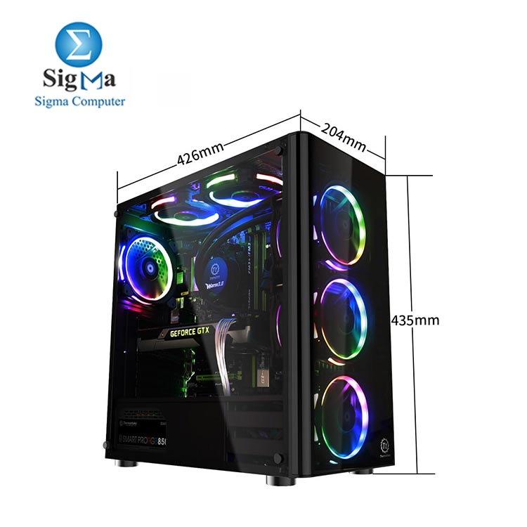 Thermaltake Tt Voyager V3 ATX mid-tower gaming RGB 3 FAN chassis tempered glass side mirror panel   PSU  600W