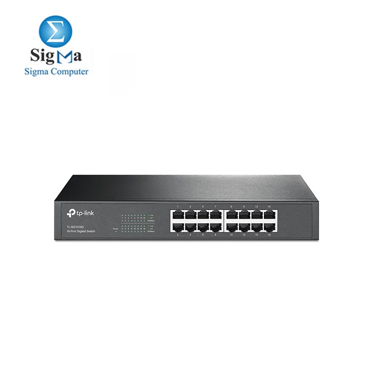 TP-Link 16-Port Gigabit Ethernet Unmanaged Switch   Plug and Play   Metal   Desktop Rackmount   Fanless   Limited Lifetime  TL-SG1016D 