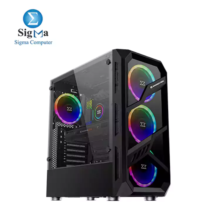 Xigmatek LAMIYA MID-TOWER Gaming Case (ATX, USB3.0x1+USB2.0x2, Front & Left TG, 4PCS CY120 Fan, Frontx3+Rearx1