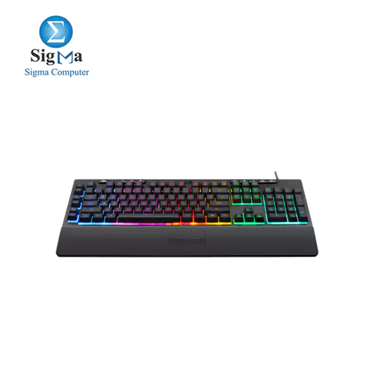 Redragon K512 SHIVA RGB Membrane Gaming Keyboard with Multimedia Keys, 6 Extra On-Board Macro Keys, Dedicated Media Control, Detachable Wrist Rest