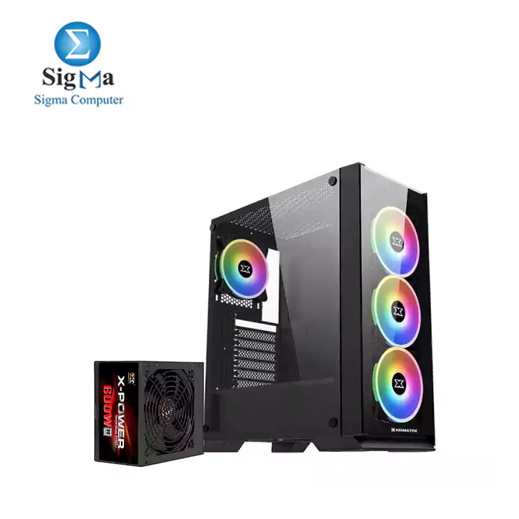 XIGMATEK Sirocon III GAMING MID TOWER CASE   X-POWER 600W 80 PLUS PSU