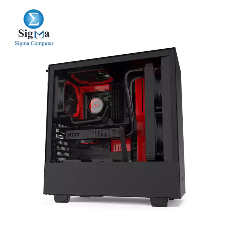 NZXT H510 - CA-H510B-BR - Compact ATX Mid-Tower 2 FANS 120MM PC Gaming Case Black/Red