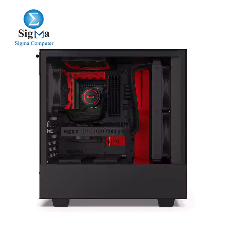 NZXT H510 - CA-H510B-BR - Compact ATX Mid-Tower 2 FANS 120MM PC Gaming Case Black Red