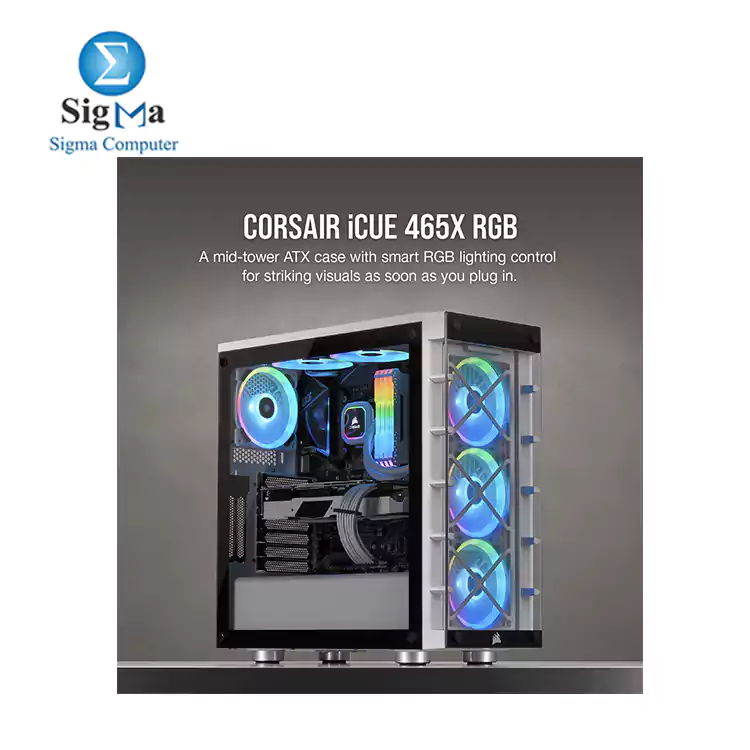 CORSAIR iCUE 465X RGB Mid-Tower ATX Smart Case — White