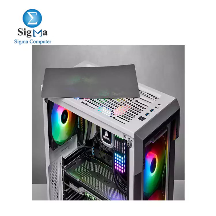  CORSAIR iCUE 220T RGB Airflow Tempered Glass Mid-Tower Smart Case — White