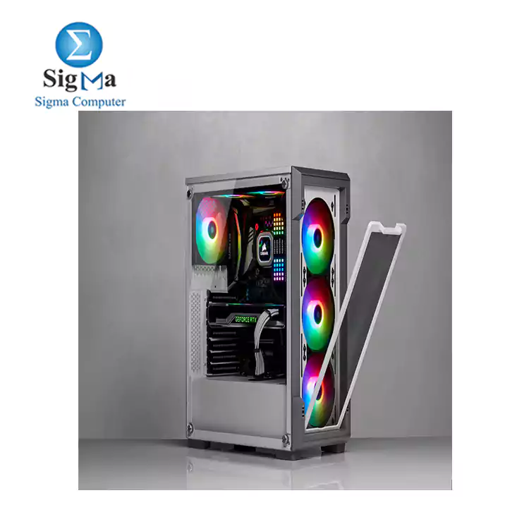  CORSAIR iCUE 220T RGB Airflow Tempered Glass Mid-Tower Smart Case — White