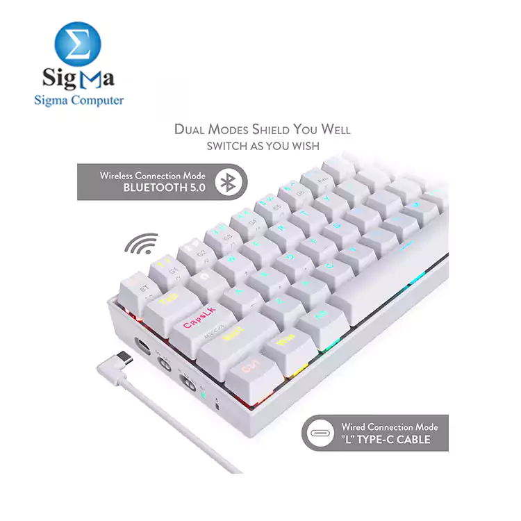 Redragon K530W Draconic RGB Wireless Mechanical Keyboard-BROWEN SWITCH-WHITE