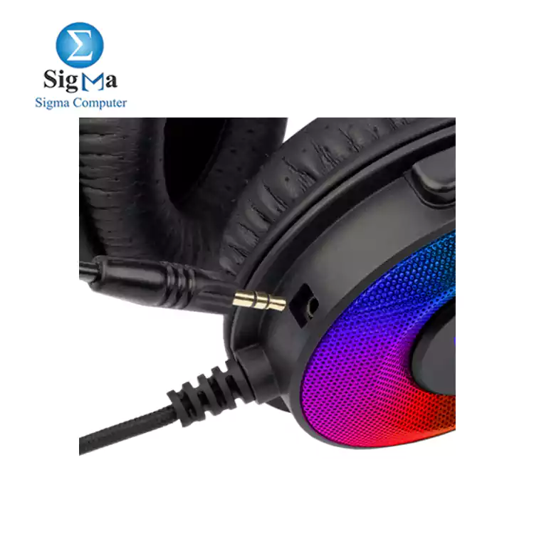 Redragon H350 Pandora     RGB Gaming Headset with 50mm drivers  detachable mic  memory foam cushions  USB   3.5mm connection  and surround sound.
