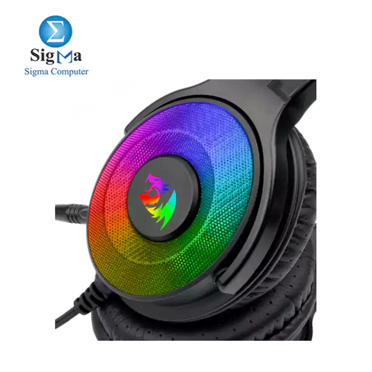 Redragon H350 Pandora     RGB Gaming Headset with 50mm drivers  detachable mic  memory foam cushions  USB   3.5mm connection  and surround sound.