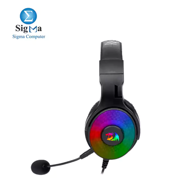 Redragon H350 Pandora     RGB Gaming Headset with 50mm drivers  detachable mic  memory foam cushions  USB   3.5mm connection  and surround sound.