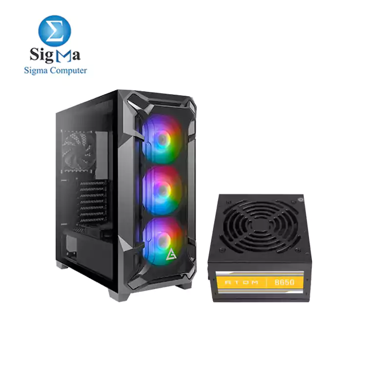 ANTEC CASE DF600 FLUX 5FAN(3x120M ARGB) (2x120M)+ ATOM POWER SUPPLY  B650 650W 80+ BRONZE