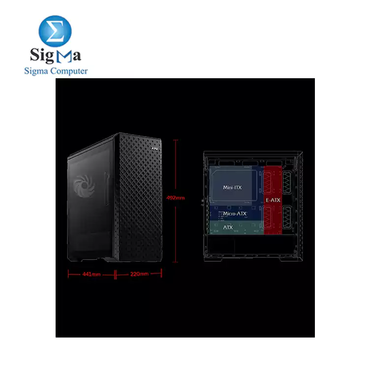 XPG DEFENDER PRO ARGB MID -TOWER CASE-BLACK with x3 included XPG VENTO 120 ARGB fans.